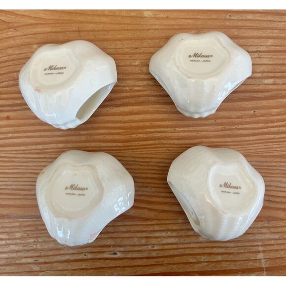 4 Mikasa Lila Bone China Scallop Seashell Napkin Holders Purple Floral Spring - Picture 4 of 4